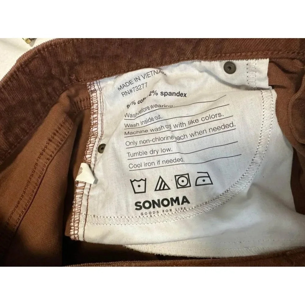 Corduroy brown neutral women’s pants Sonoma Size 12 #0439 - Picture 3 of 8